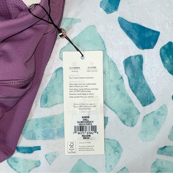 Calia Women’s Purple Performance Mesh Energize 7/8 Legging With Pocket - Picture 4 of 4